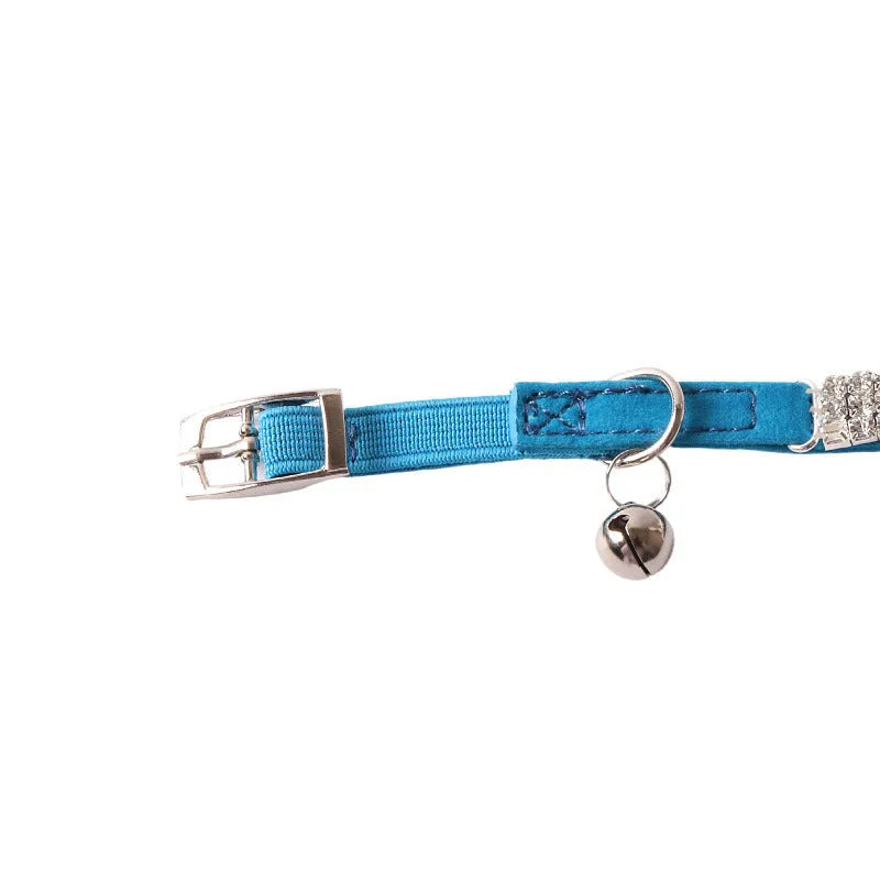 Flannel elastic buckle cat collar in gang drill style with six colour options