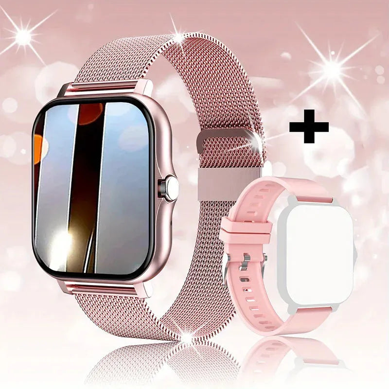 Smart watch with 1.44-inch colour touchscreen display on a silicone wrist strap.