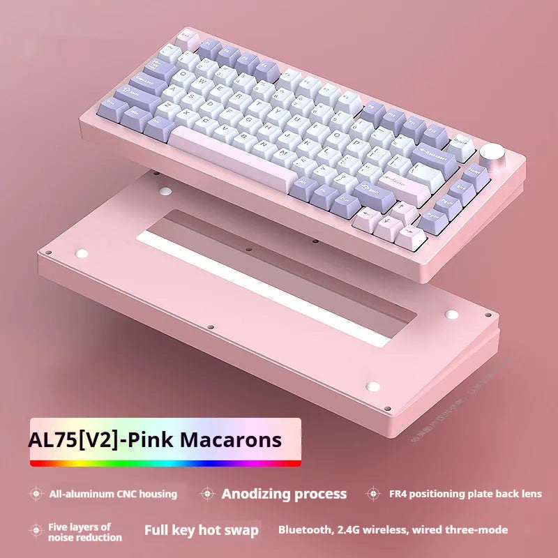 Heiji Snake aluminum mechanical keyboard kit with key puller and USB receiver on dark surface