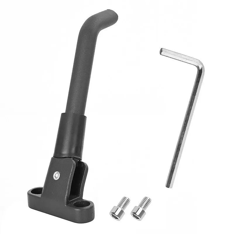 Aluminium alloy electric scooter foot brace accessory in black, white and grey colours with screws