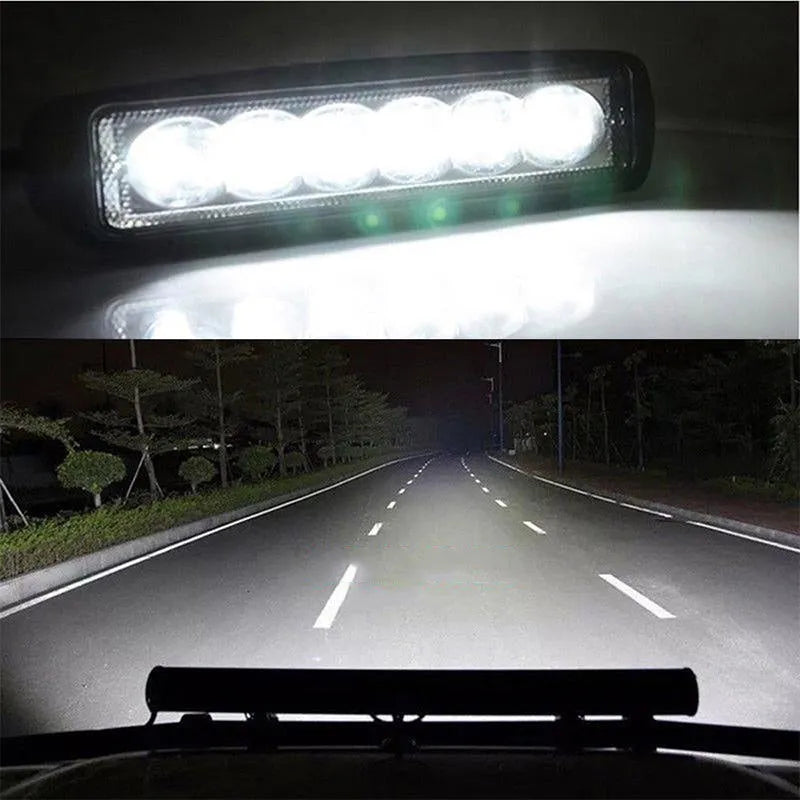 Black die-cast aluminium car LED auxiliary driving light with 6 LEDs and bracket mounting
