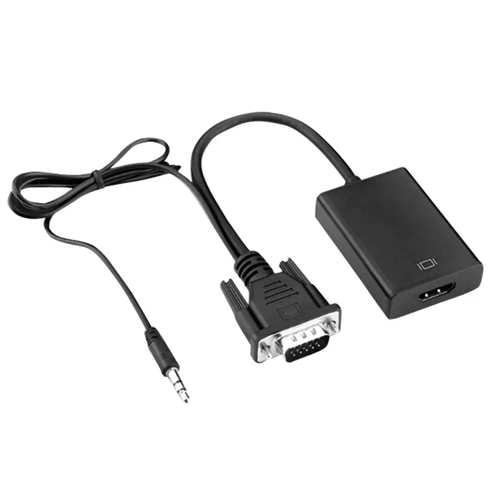 VGA to HDMI adapter cable in green box with 15cm length and audio power supply