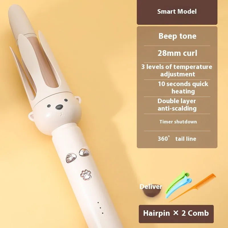 Beige anion automatic hair curler FS-H208 with negative ion technology and hair stick accessory