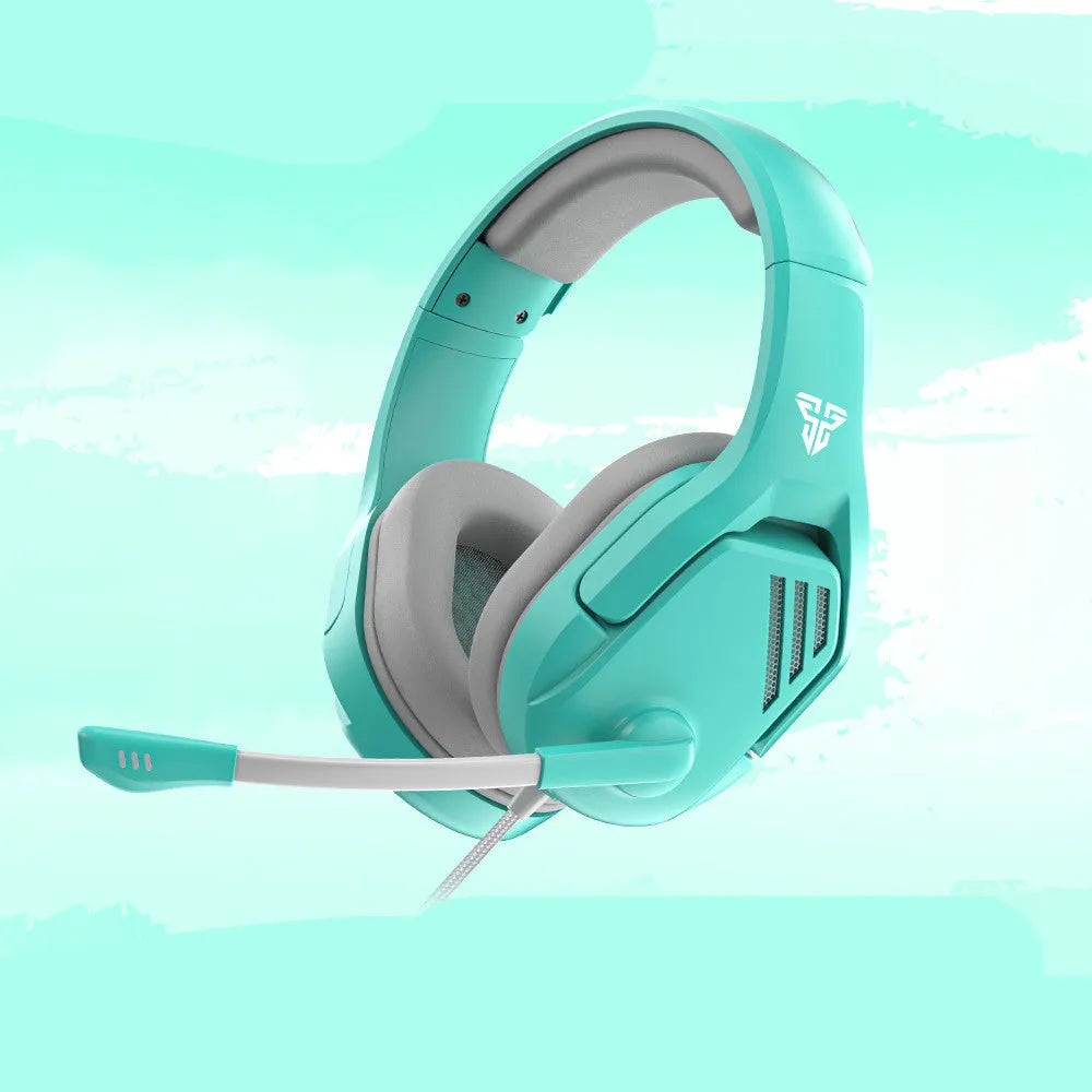 MH86 black and white gaming headset with 50mm drivers and flexible microphone