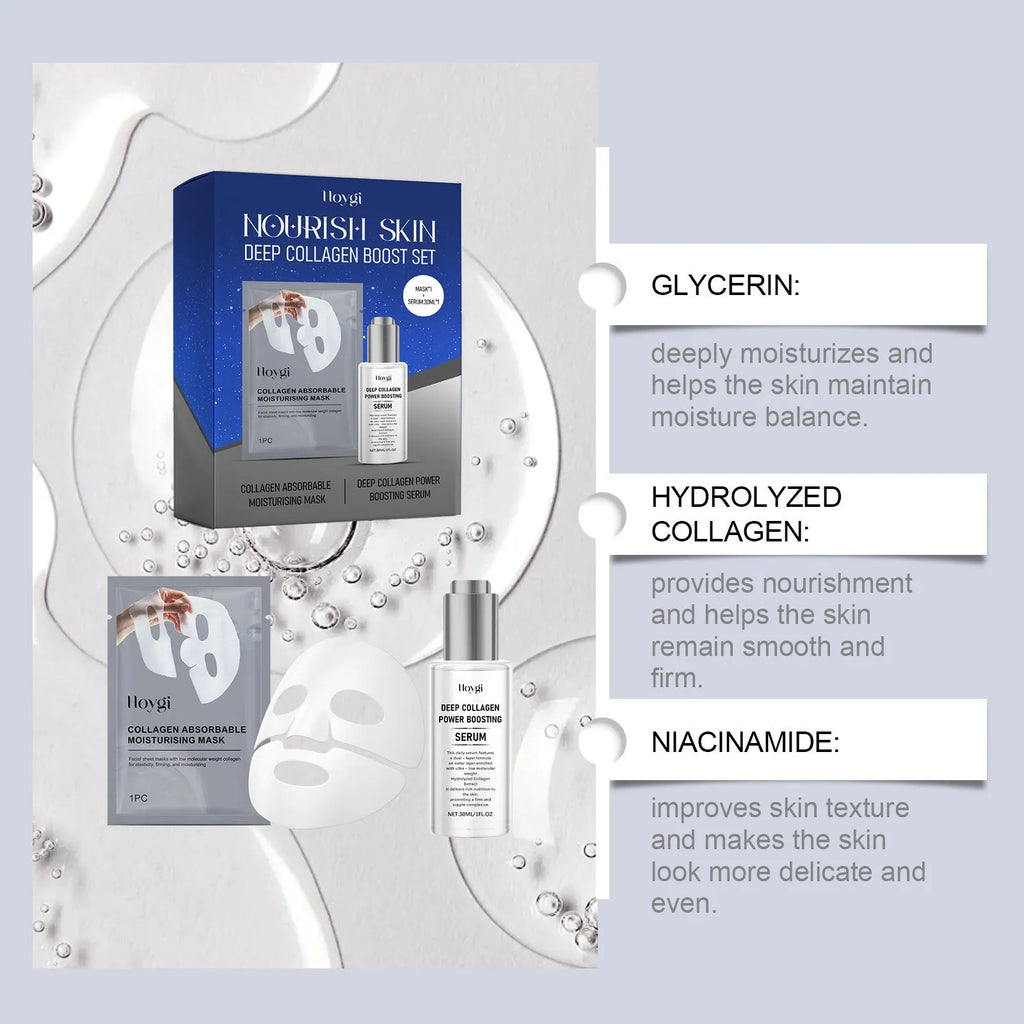 Collagen moisturising face mask kit with 30ml essence bottle for skincare