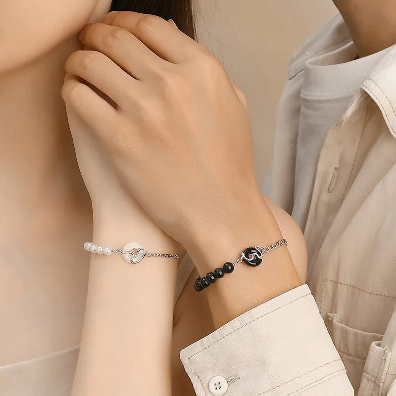 925 sterling silver bracelet with snake zodiac design and secure buckle in New Chinese style