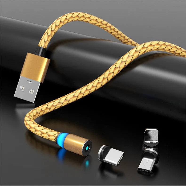 Magnetic charging cable with breathing light indicator for Apple and Android devices