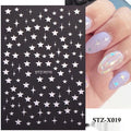 Sheet of black and silver stripe nail art stickers from a cartoon series for DIY manicures.
