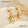 Gold flower butterfly earrings made from stainless steel with 18K electroplated finish