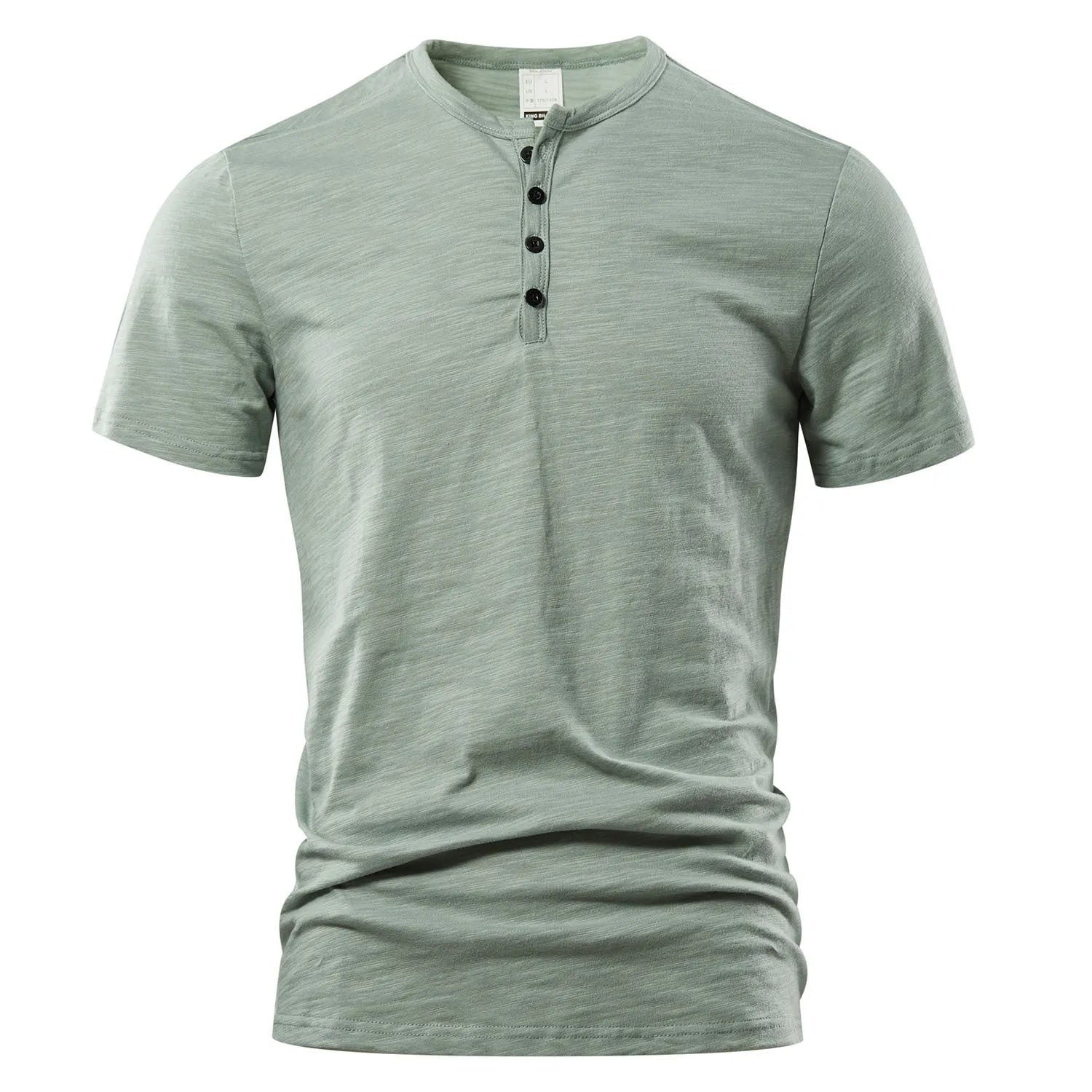 Men's solid colour slub cotton short sleeve T-shirt in British style casual design.