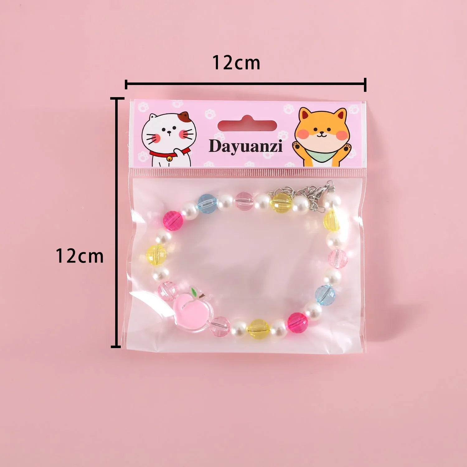 Colourful plastic pearl bead pet necklace for dogs and cats with adjustable sizing options