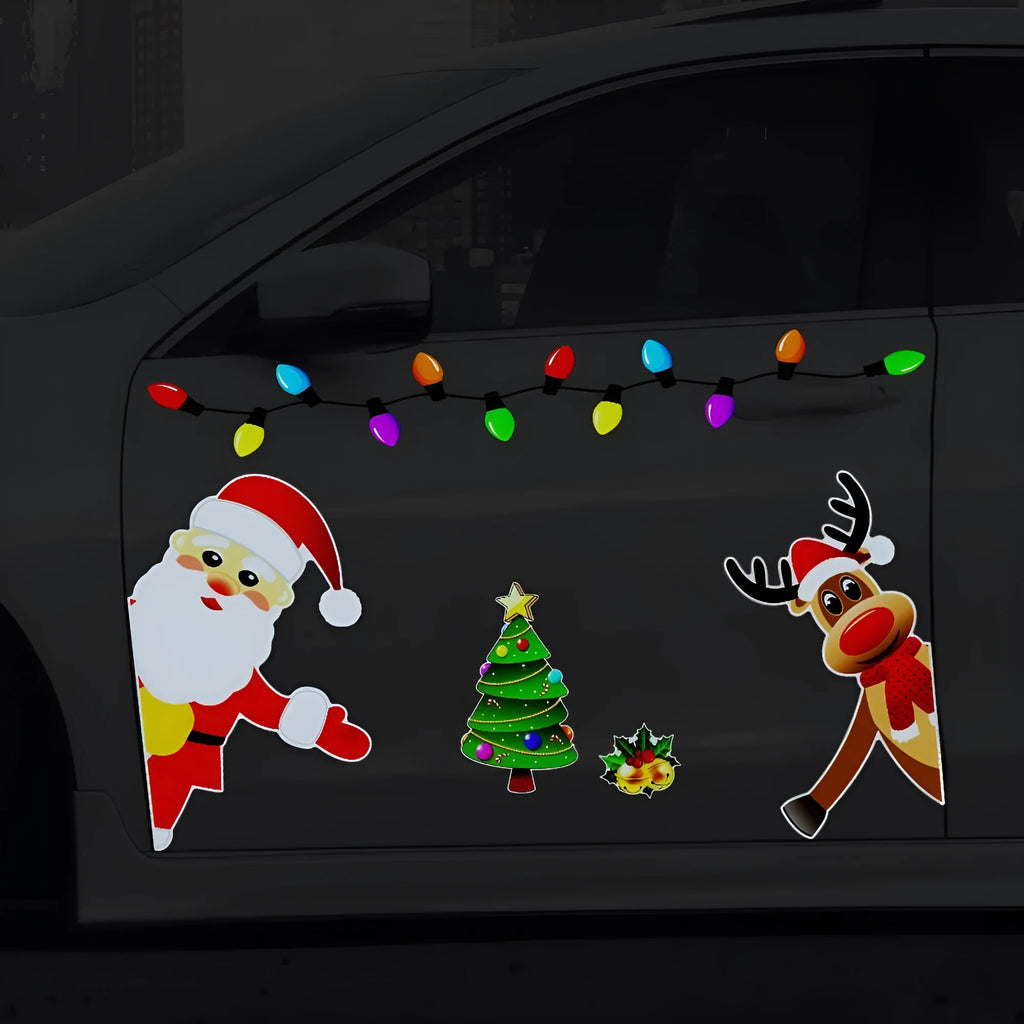 Medium magnetic Christmas elk car decoration sticker with reflective elements