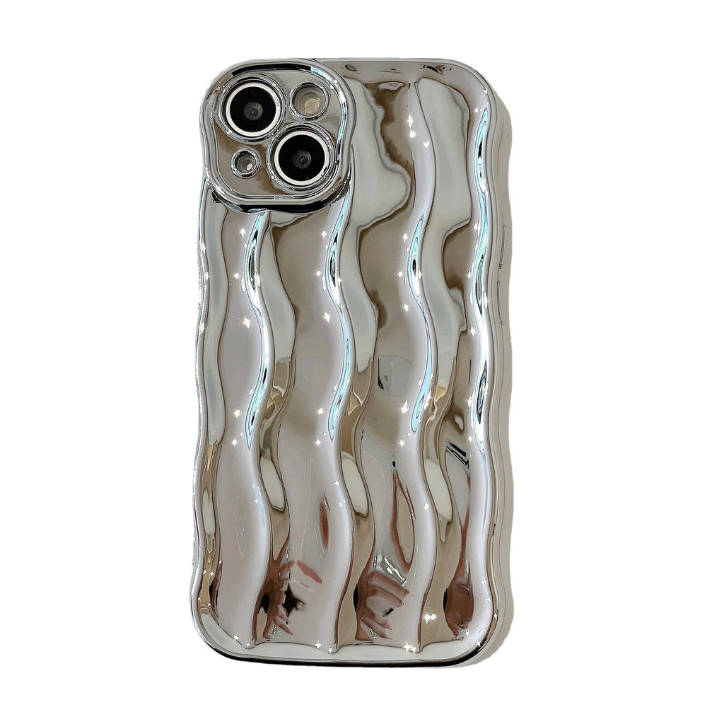 Electroplating three-dimensional wave stripe protective phone case for iPhone 17 series in multiple colour options.