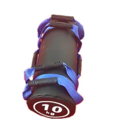 White PVC fitness training sandbag for weight lifting in various kg options.