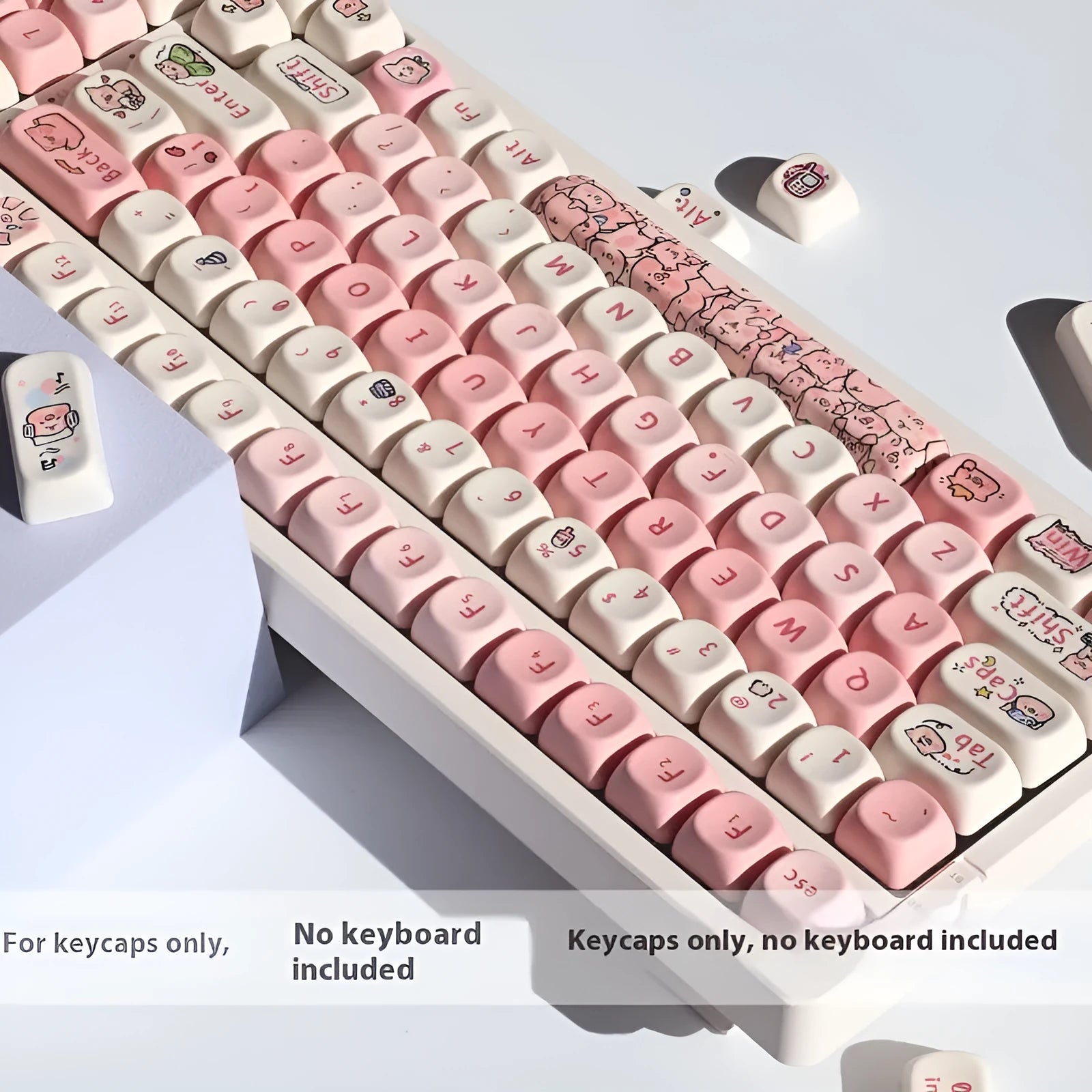 Pink Fragrant Pig PBT keycap with five-sided sublimation printing for mechanical keyboards
