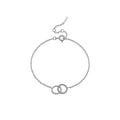 S925 sterling silver interlocking bracelet with round diamond inlay for women in 18K gold finish