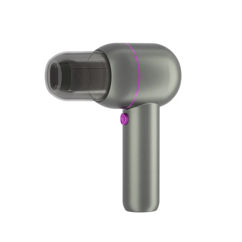 XC-06-grey portable car cleaner with rechargeable battery, brush nozzle and extended suction nozzle