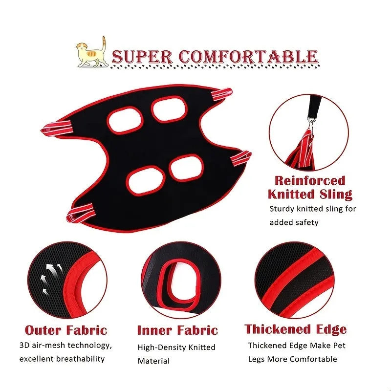 Pet grooming hammock restraint bag for dogs and cats during nail trimming and bathing