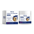 40g pet dental tooth cleaning powder in white tub with paw print label