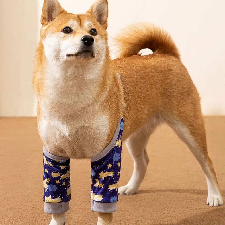 Blue polyester pet knee pad joint protective cover for dogs
