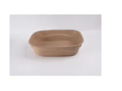 Brown disposable waterproof cat litter box with biodegradable cardboard construction showing three size options