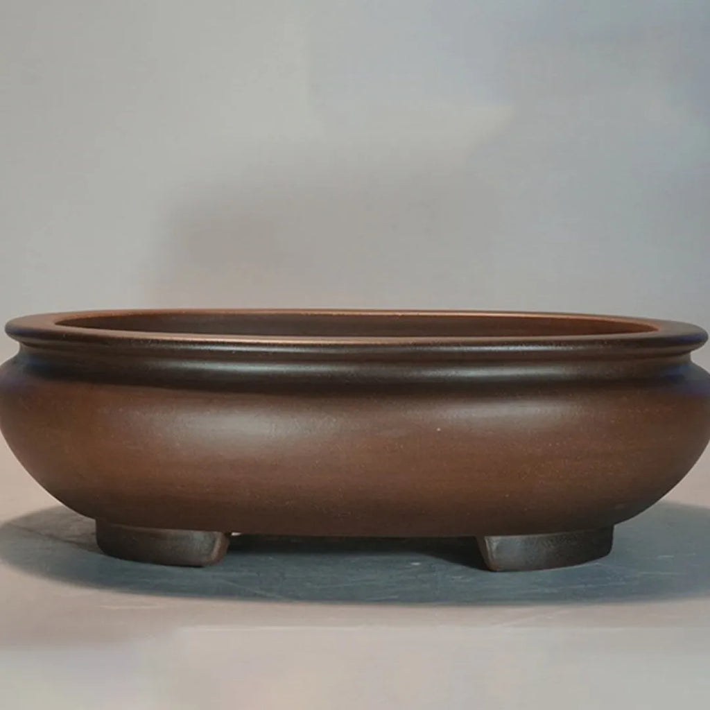 Handmade purple sand porcelain flowerpot with classical design for indoor desktop gardening