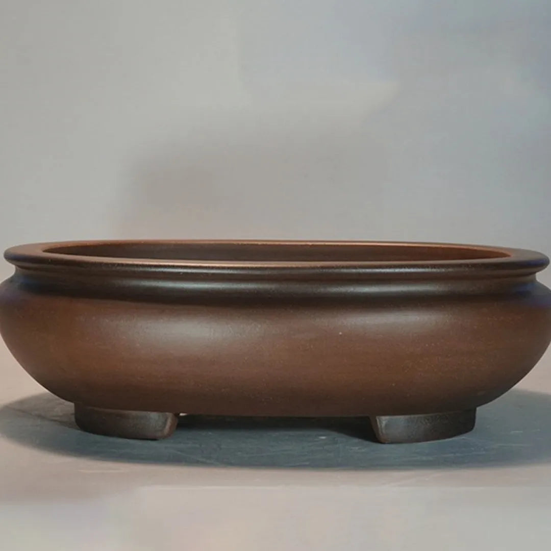 Handmade purple sand porcelain flowerpot with classical design for indoor desktop gardening