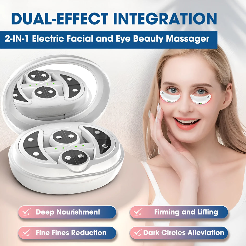 White wireless red light EMS facial beauty device for eye and face massage treatments