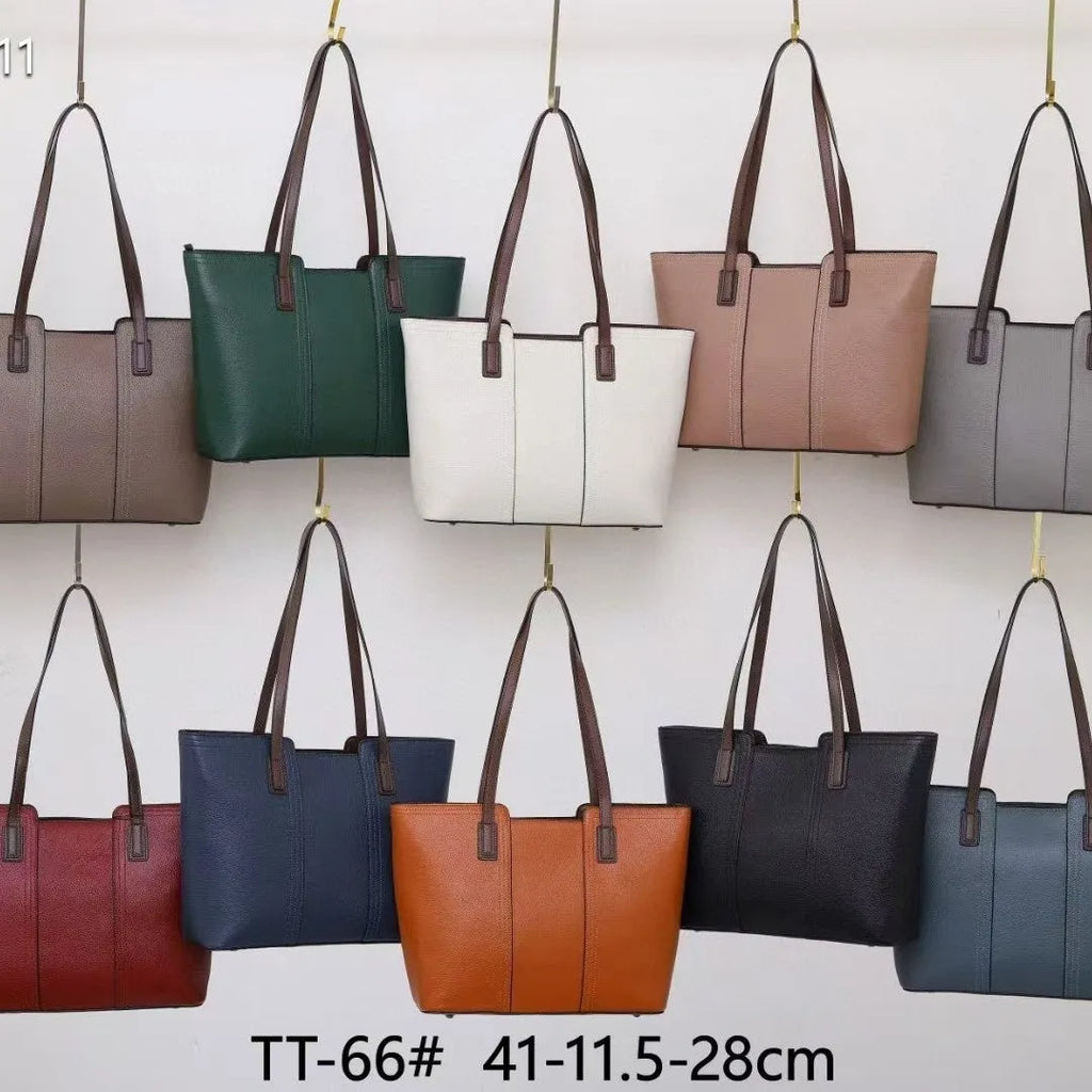 Genuine leather women's commuter shoulder bag in box design with shoulder strap