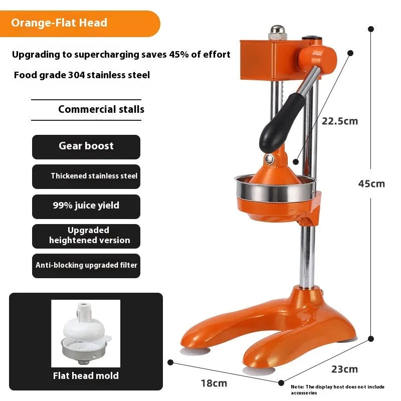 Vertical stainless steel manual juicer with multiple tip and colour options