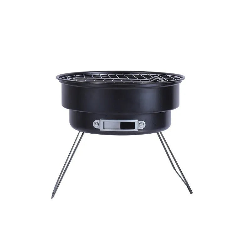 Small outdoor folding round ice stove with barbecue grill and accessories for 1-2 people