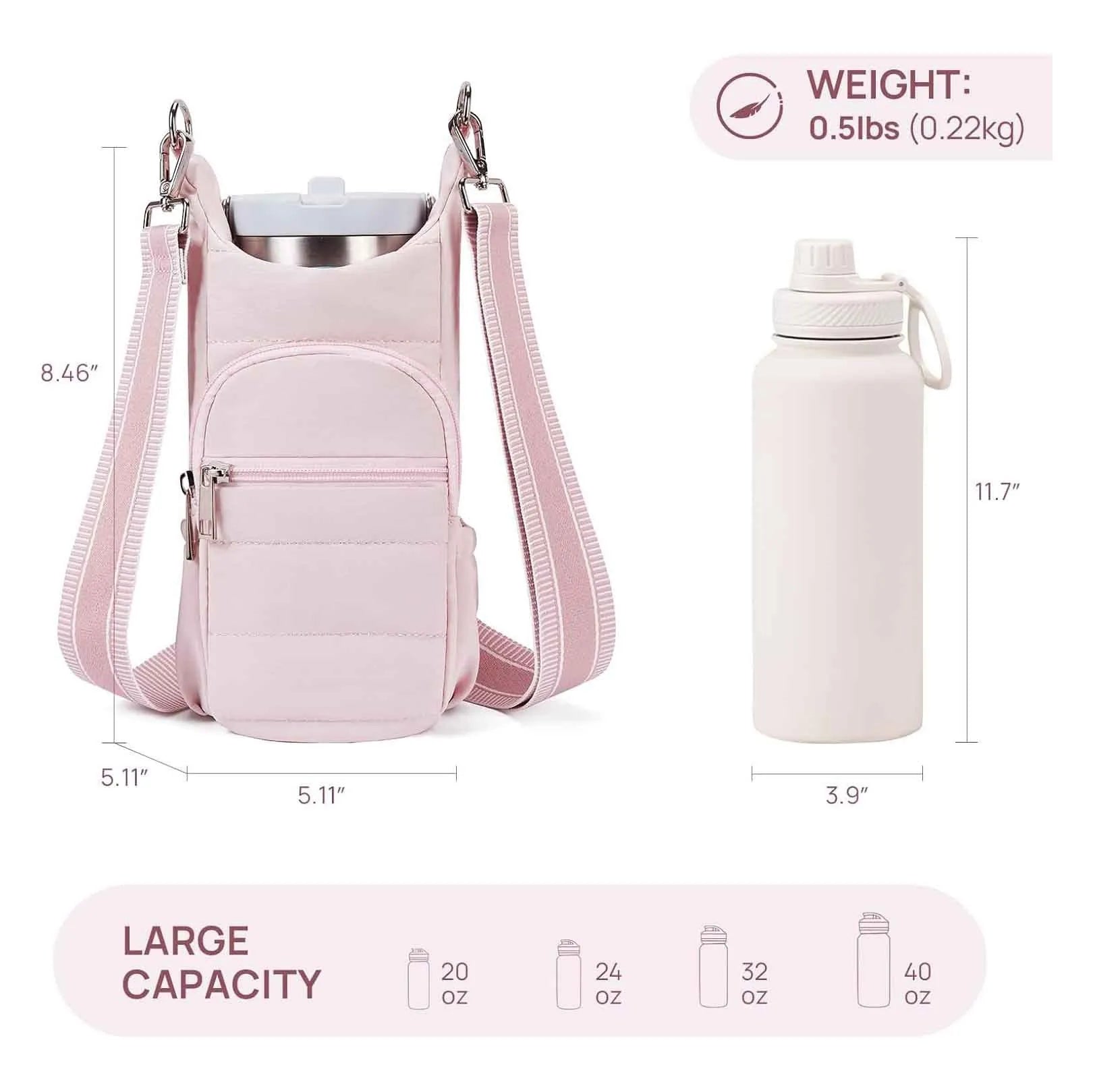 Bicycle-mounted water bottle bag in black pink or beige cloth with modern simplicity design