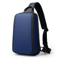 Blue Oxford cloth chest bag for men with double shoulder straps and a soft handle
