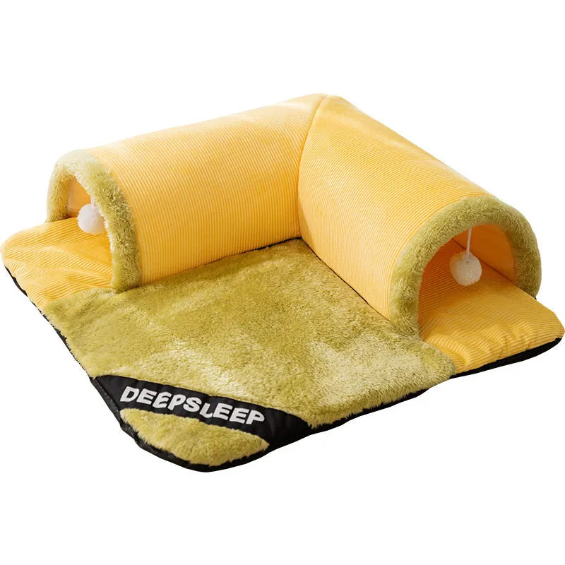 Warm Arctic velvet cat nest in Milo Grey with detachable zippered cover and thickened sponge base