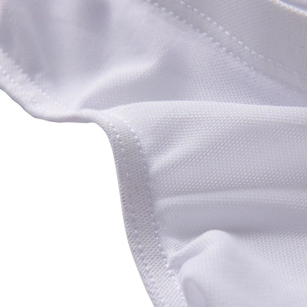 Men's black ice silk low-waist triangle briefs on a white background