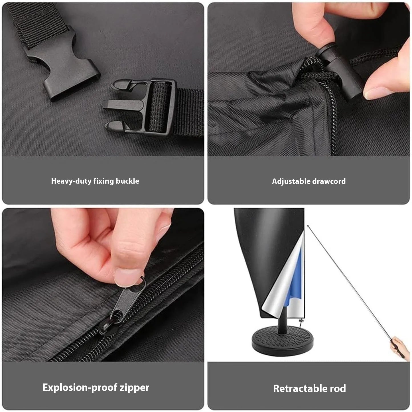 Black waterproof oxford cloth cover for outdoor offset banana umbrella