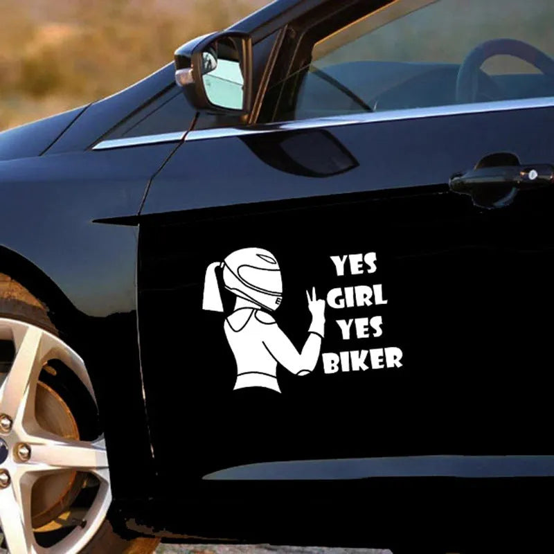 Cool Girl Rider character car waterproof sticker measuring 16cm by 15cm