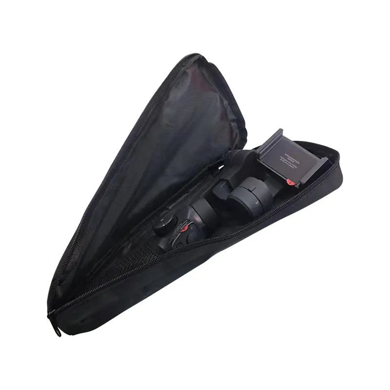 Black cloth portable storage bag for mobile phone stabiliser accessories and gimbal components