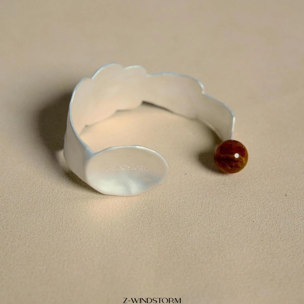 Small round spoon stewed pork motif ring and bracelet set in electroplated alloy