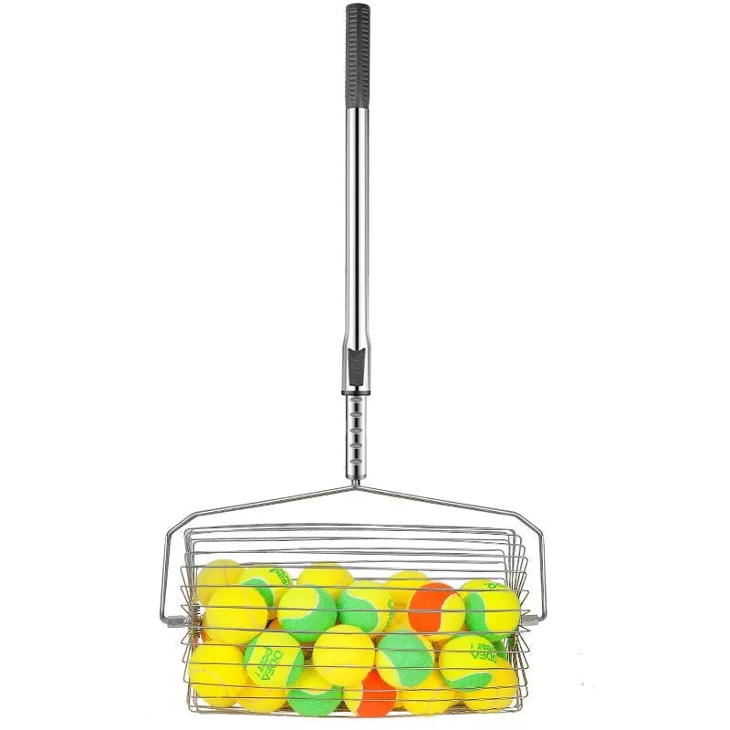 Stainless steel tennis ball picker roller device for court collection with adjustable mechanism