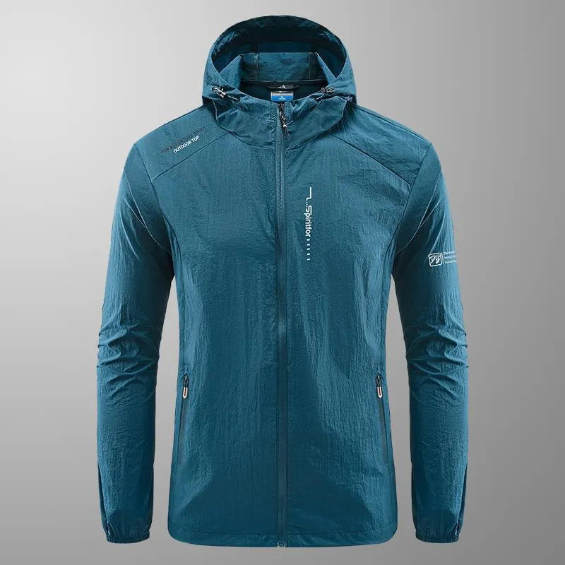 Men's lightweight summer hooded jacket in nylon fabric with loose fit available in five colours
