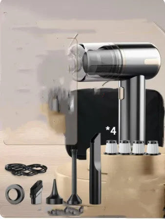Wireless handheld car vacuum cleaner with brush attachment and Type-C charging cable