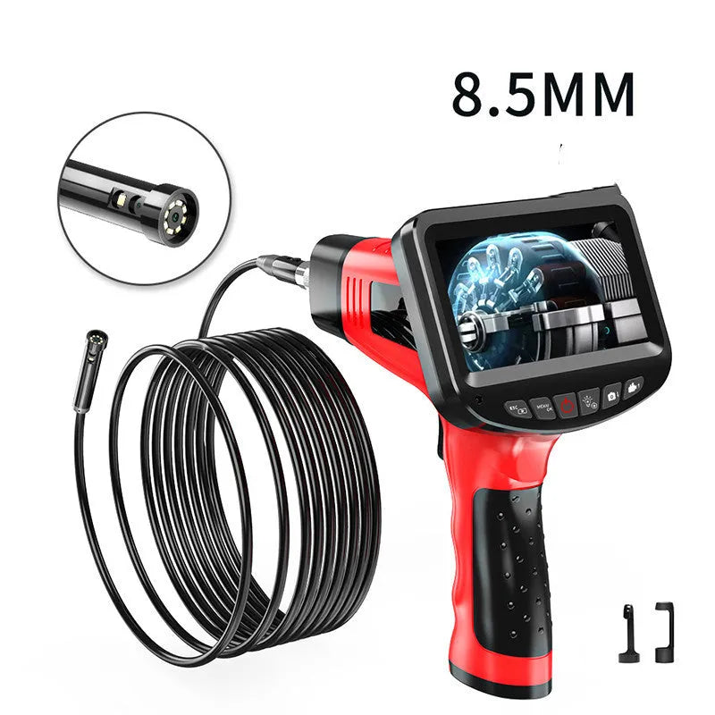 8.5mm dual-lens endoscope inspection camera with snake pipeline and hard line cable options.