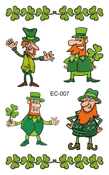 St. Patrick's Day clover design temporary tattoo sticker measuring 120×75mm