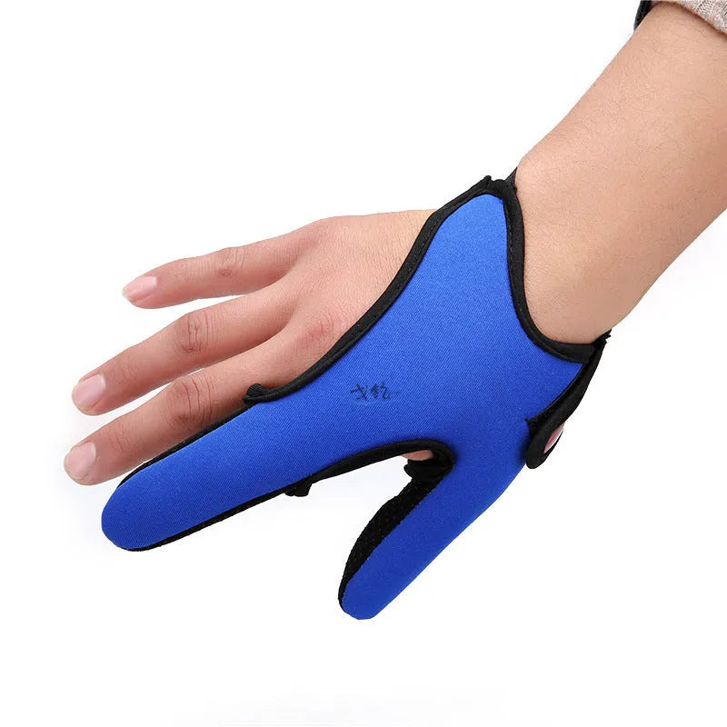 Single two-finger fishing glove with diving cloth back and microfiber palm, shown in a choice of colours.