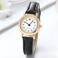 Female student Korean style cute literary thin strap small dial couple watch with round alloy case and imitation leather strap