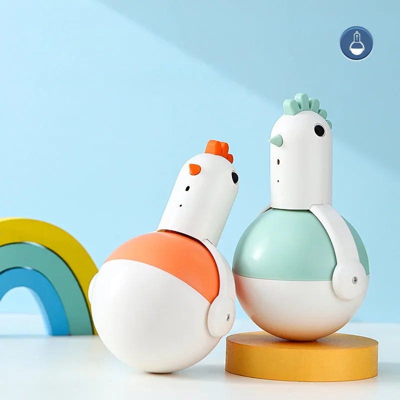Green and orange electric cat toy chicken shape with laser sound and automatic swing function