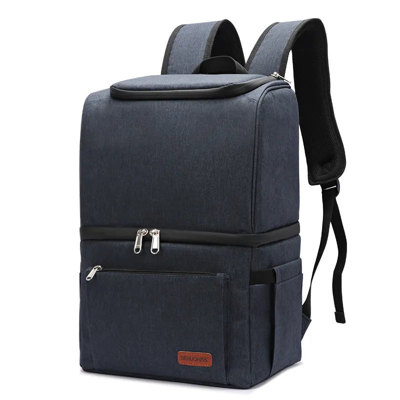 Double layer insulated backpack with ice pack compartment in blue colour option