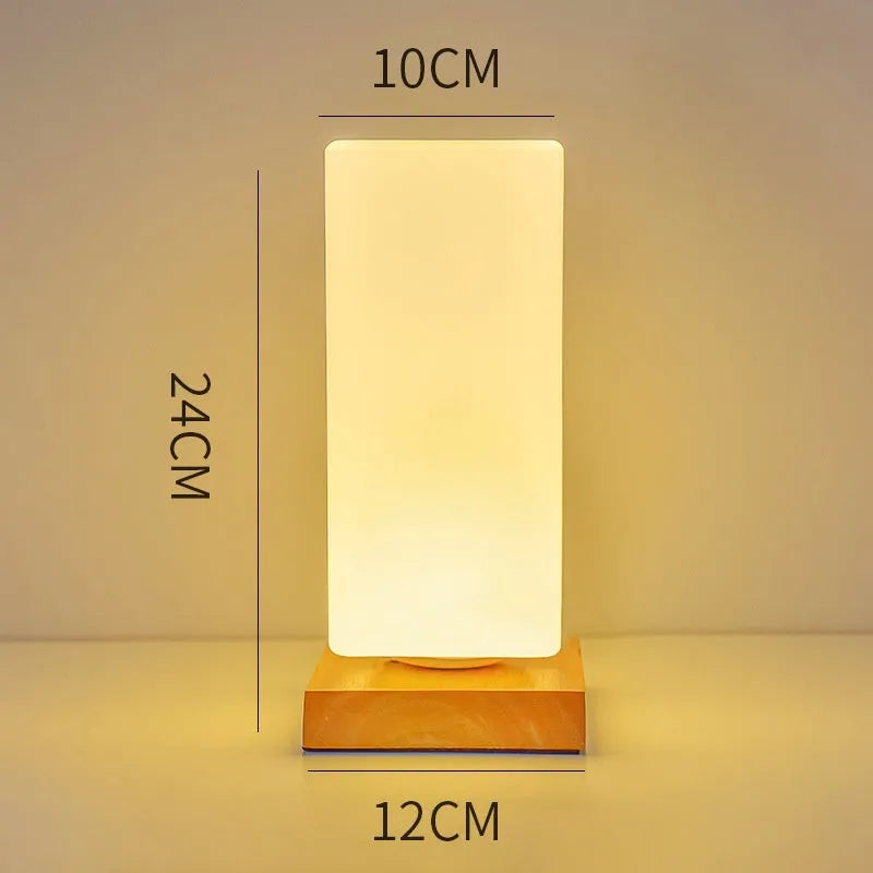 Nordic solid wood USB table lamp with flower shape and touch dimming controls