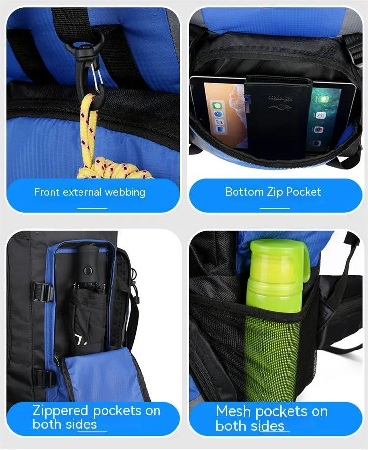 Outdoor hiking backpack for men in solid colour water repellent nylon